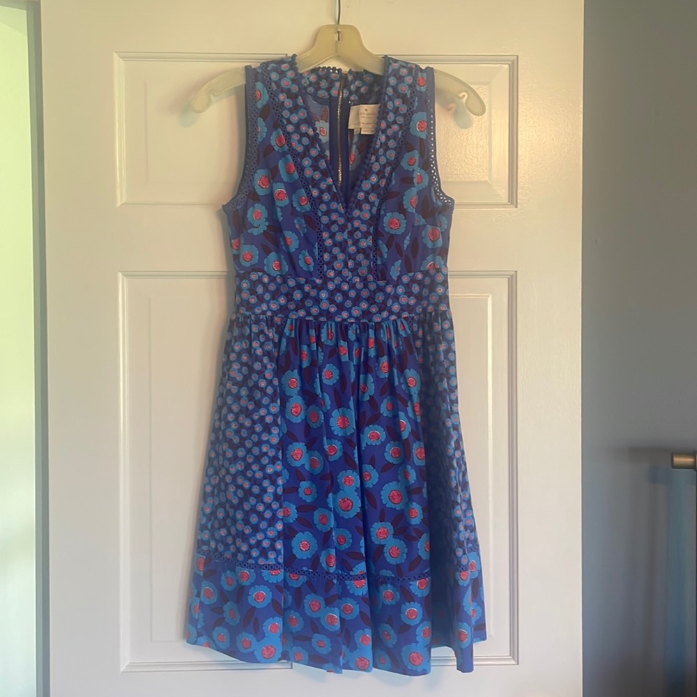 kate spade Blue Floral Sleeveless Fit-and-Flare Dress